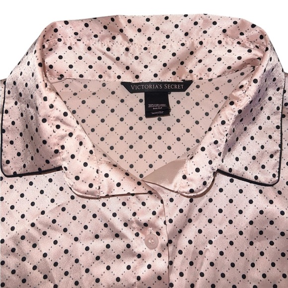 EUC Victoria’s Secret Black Polka Dot Long Sleeve Pink Pajama Pants Set Medium - Picture 3 of 15